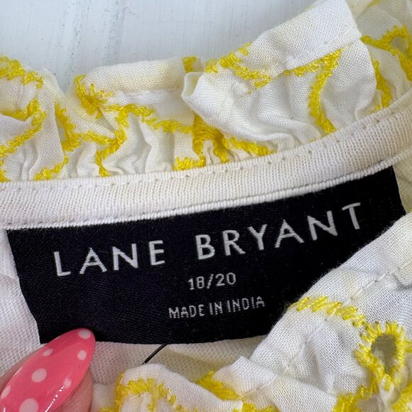 Lane Bryant Yellow Embroidered Top Size 18/20 - Picture 2 of 6